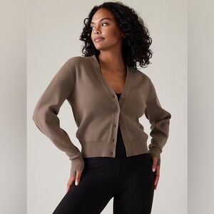 Athleta shift button front cardigan brown size large